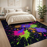 Neon Paint Splatter Area Rug