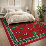 Festive Christmas Scatter Rug with Candy Canes Gifts Stockings