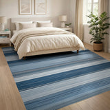 Blue and Teal Gradient Blue Striped Area Rug