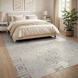 Neutral Geometric Interlock Area Rug