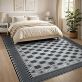 Grid Black White Geometric Grid Area Rug