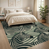 Green Zebra Wave Area Rug