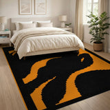 Fiery Orange Flames Geometric Area Rug