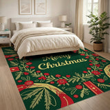 Merry Christmas Berry Wreath Area Rug
