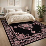 Ornate Pink Floral Medallion Area Rug