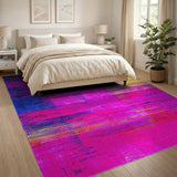 Geometric Modern Vibrant Pink Blue Geometric Abstract Area Rug
