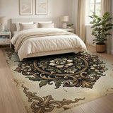 Vintage Ornate Peony Medallion Rug
