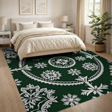 Ornate Green Snowflake Lace Area Rug