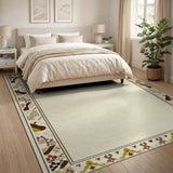 Beige Southwestern Rug with Geometric Tribal Borders