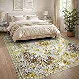 Traditional Persian Elegant Gold Persian Medallion Area Rug
