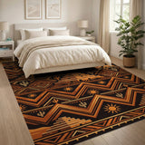 Orange Southwestern Cactus Pueblo Rug
