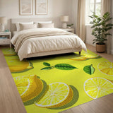 Fruit Pattern Yellow Vibrant Lemon Slices Yellow Area Rug