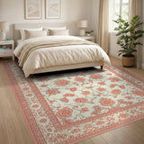 Floral Vintage Blush Pink Floral Persian Area Rug