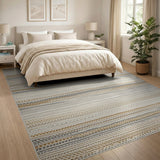 Beige Neutral Wavy Stripe Area Rug