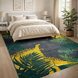 Yellow Dino Jungle Kids Area Rug