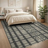 Beige Black Heritage Tribal Woven Rug