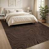 Brown Wavy Lines Abstract Area Rug