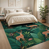 Green Lush Jungle Spotted Deer Area Rug