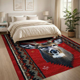 Red Deer Antler Head Southwestern Rug