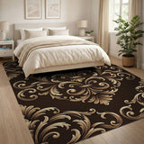 Opulent Gold Baroque Filigree Area Rug
