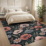 Vintage Poppy Wildflower Meadow Rug