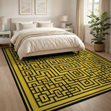 Yellow Maze Labyrinth Area Rug