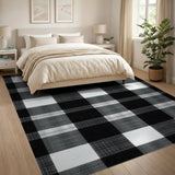 Black White Gingham Plaid Area Rug