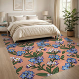 Orange Forget-Me-Not Floral Area Rug