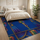 Vintage Rainbow Mic Blue Area Rug