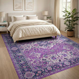 Elegant Purple Persian Floral Area Rug