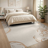 Elegant Floral Swirl Beige Area Rug