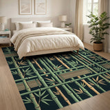 Emerald Bamboo Lattice Area Rug