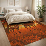 Zebra Family in Autumn Savanna Rug