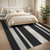 Geometric Modern Stripe Bold Black White Vertical Stripe Area Rug