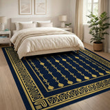 Navy Gold Art Deco Geometric Area Rug