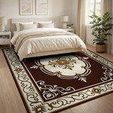 Ornate Brown Medallion Area Rug