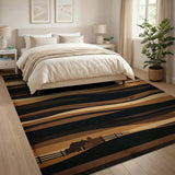 Brown Tan Rustic Farmhouse Landscape Rug