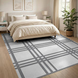 Modern Grey Grid Plaid Area Rug