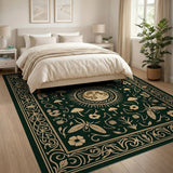Ornate Emerald Mushroom Moon Area Rug