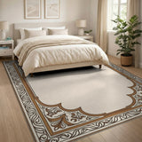 Ornate Arched Border Beige Area Rug