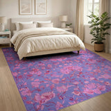 Vibrant Purple Floral Vintage Area Rug