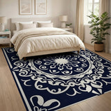 Traditional Persian Navy Mandala Persian Area Rug