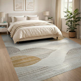 Abstract Beige Wave Area Rug