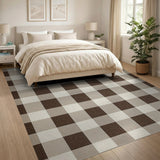 Brown and Tan Brown Tan Plaid Check Rustic Farmhouse Rug
