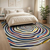 Hypnotic Multi-Color Spiral Abstract Area Rug