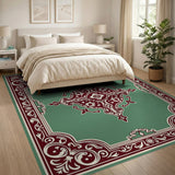 Ornate Teal Green Persian Medallion Rug