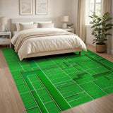 Green Vibrant Green Geometric Block Area Rug