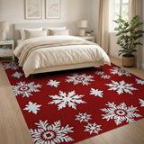 Festive Red Snowflake No. 5 Area Rug