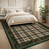 Rustic Pine Plaid Area Rug in Brown Tan