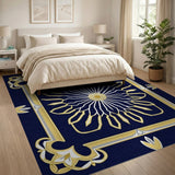 Navy Blue Gold Starburst Persian Rug